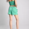 Cotton-rich cropped striped bandeau top