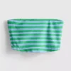 Cotton-rich cropped striped bandeau top