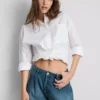 Cotton rich denim pleated flare shorts