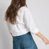 Cotton rich denim pleated flare shorts