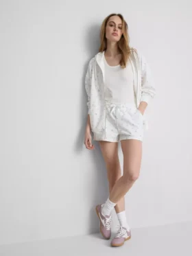 Cotton rich floral zip through hoodie