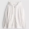 Cotton rich floral zip through hoodie