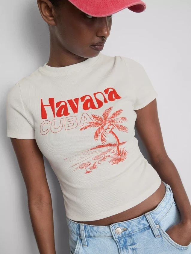 Cotton rich graphic havana baby tee
