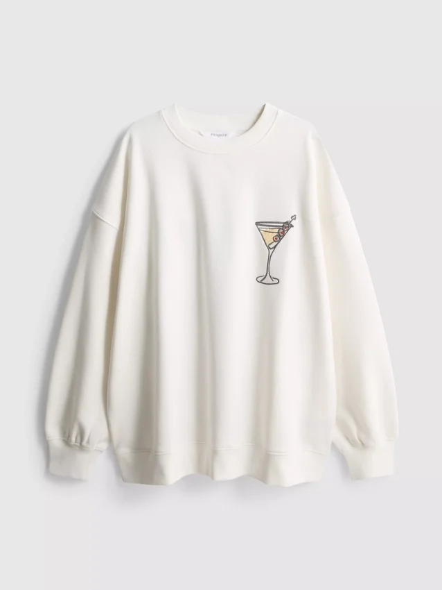 Cotton-rich graphic martini sweatshirt