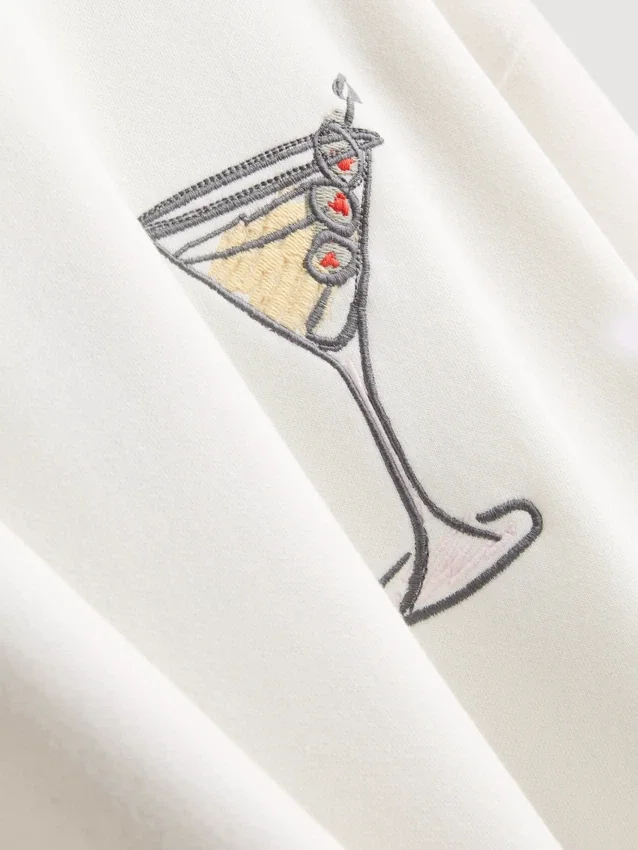 Cotton-rich graphic martini sweatshirt