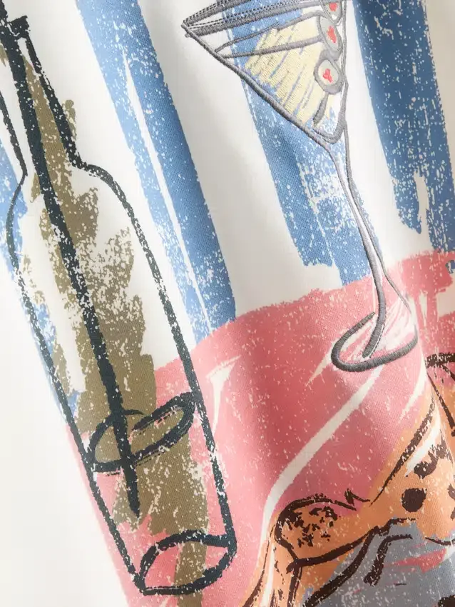 Cotton-rich graphic martini sweatshirt