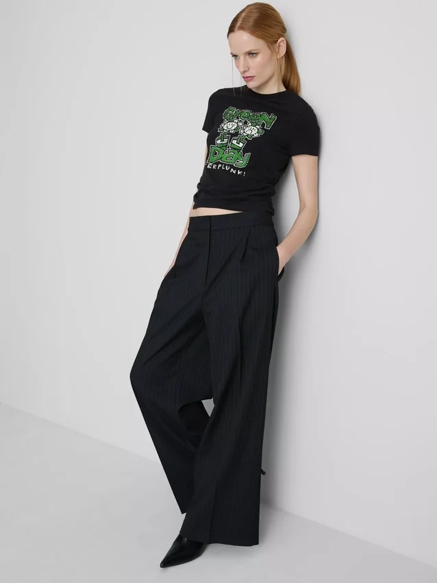Cotton rich green day ruched baby tee