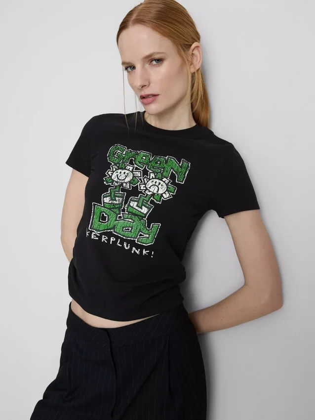 Cotton rich green day ruched baby tee