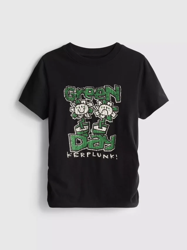 Cotton rich green day ruched baby tee