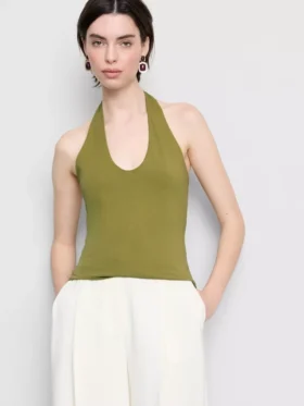Cotton rich halter top