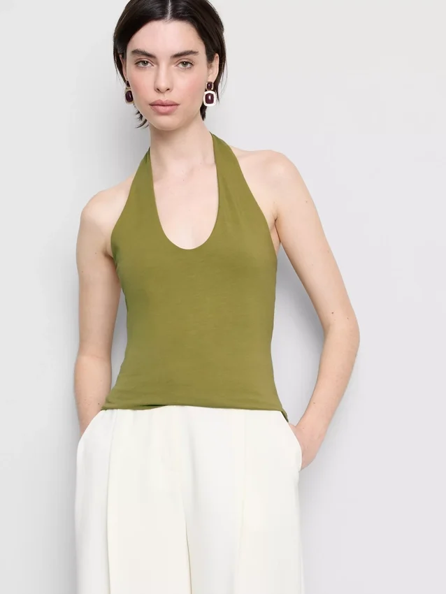 Cotton rich halter top