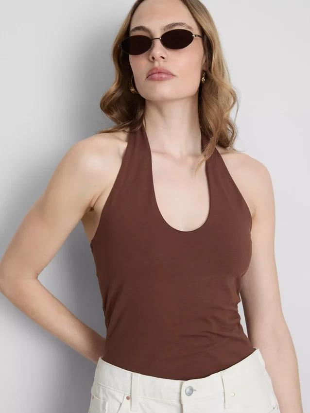Cotton rich halter top