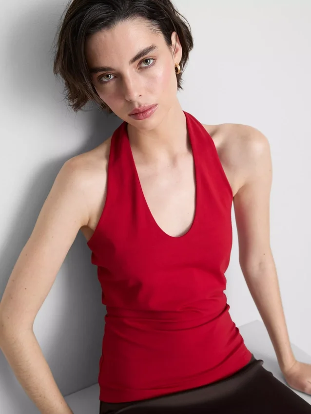 Cotton rich halter top