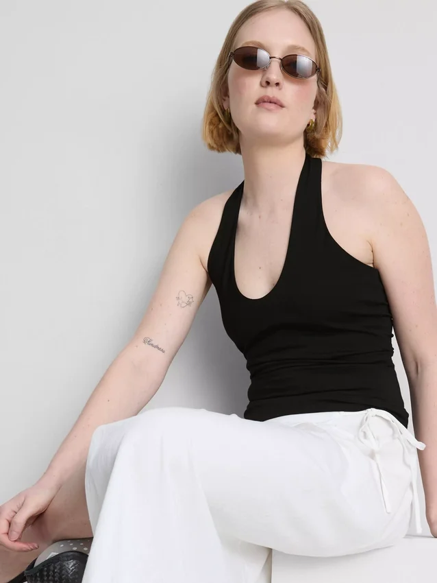 Cotton rich halter top