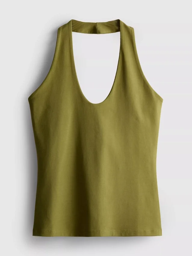 Cotton rich halter top