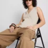 Cotton-rich knitted wrap vest