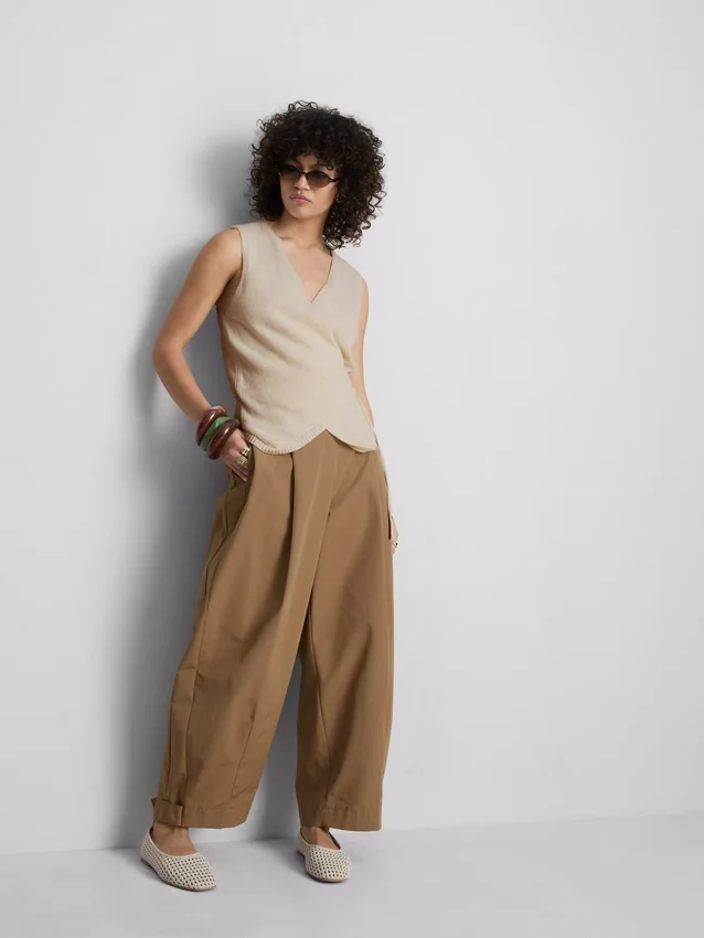 Cotton-rich knitted wrap vest
