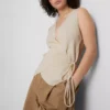 Cotton-rich knitted wrap vest