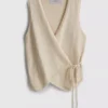 Cotton-rich knitted wrap vest