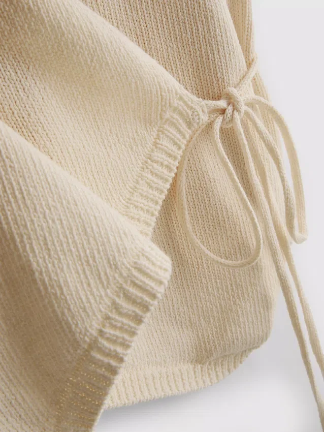 Cotton-rich knitted wrap vest