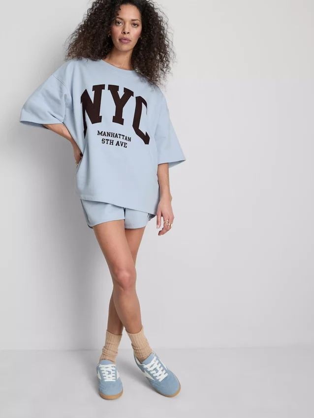 Cotton rich nyc drop sleeve sweatshirt