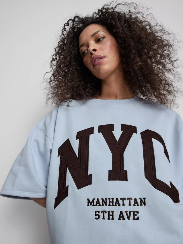 Cotton rich nyc drop sleeve sweatshirt
