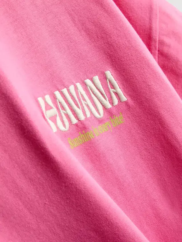 Cotton rich oversized graphic havana tee