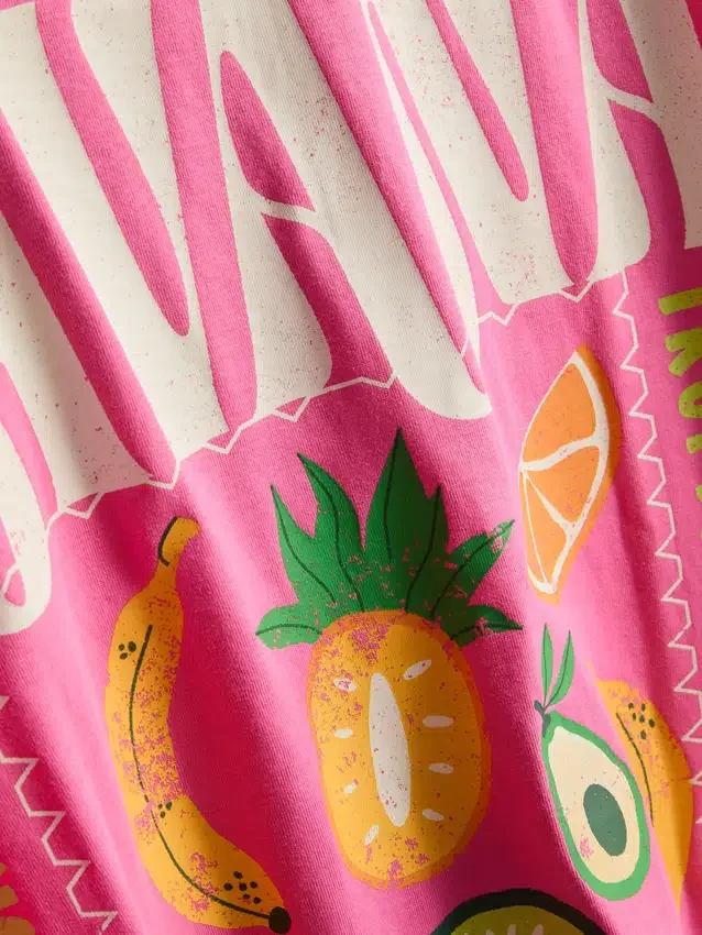 Cotton rich oversized graphic havana tee