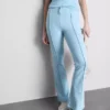 Cotton-rich pintuck flared-leg joggers