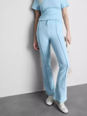 Cotton-rich pintuck flared-leg joggers