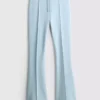 Cotton-rich pintuck flared-leg joggers