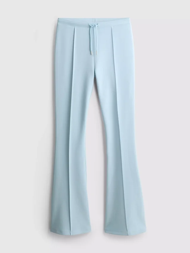 Cotton-rich pintuck flared-leg joggers