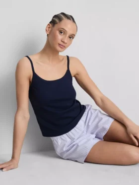 Cotton rich pointelle cami lounge top