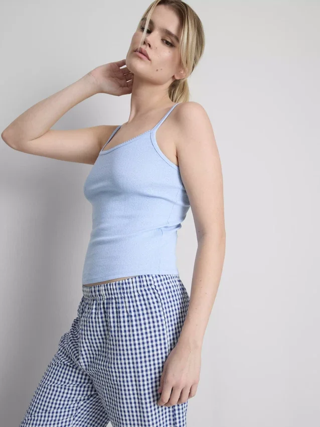 Cotton rich pointelle cami lounge top