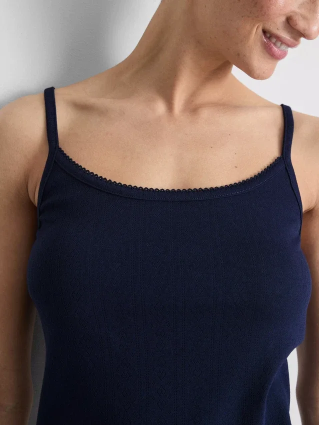 Cotton rich pointelle cami lounge top