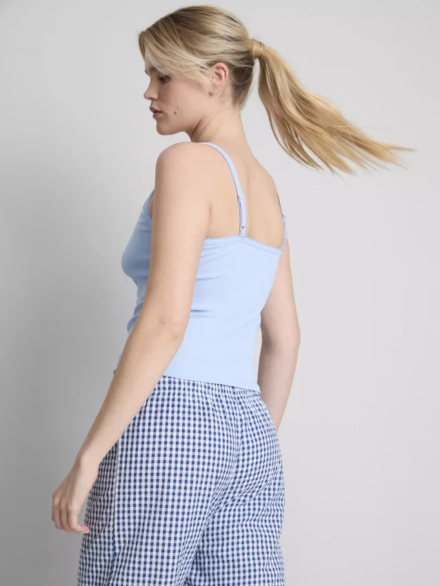 Cotton rich pointelle cami lounge top