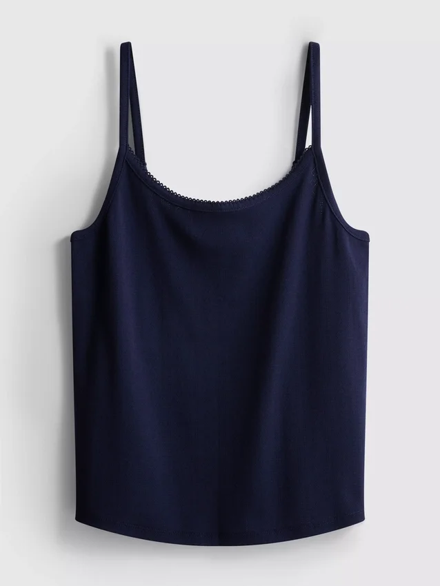 Cotton rich pointelle cami lounge top
