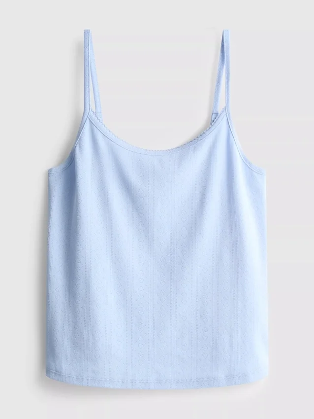Cotton rich pointelle cami lounge top