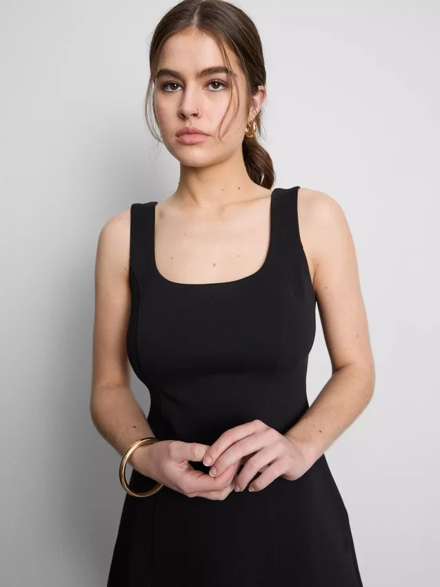 Cotton-rich ponte mini dress