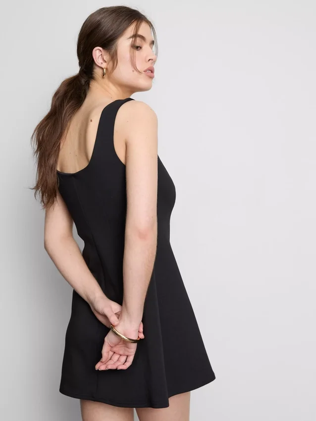 Cotton-rich ponte mini dress