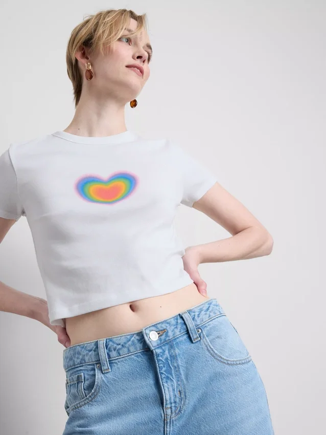 Cotton rich pride heart baby tee