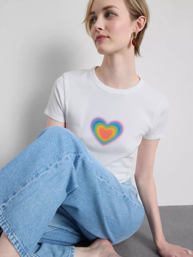 Cotton rich pride heart baby tee