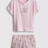 Cotton-rich printed shorty pajamas