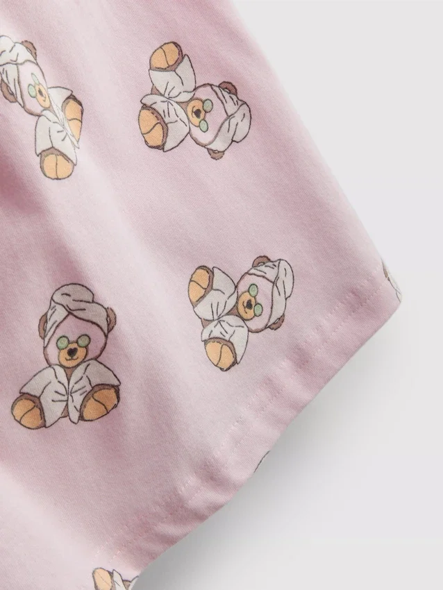 Cotton-rich printed shorty pajamas