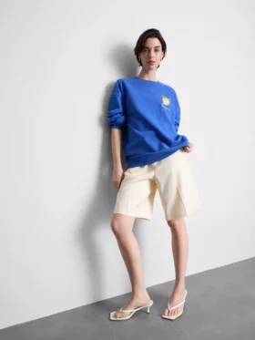 Cotton-rich relaxed lemon sweatshirt