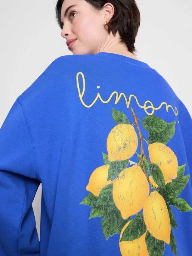 Cotton-rich relaxed lemon sweatshirt