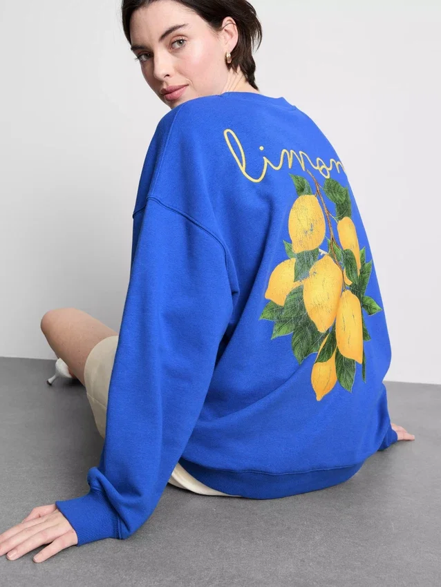Cotton-rich relaxed lemon sweatshirt
