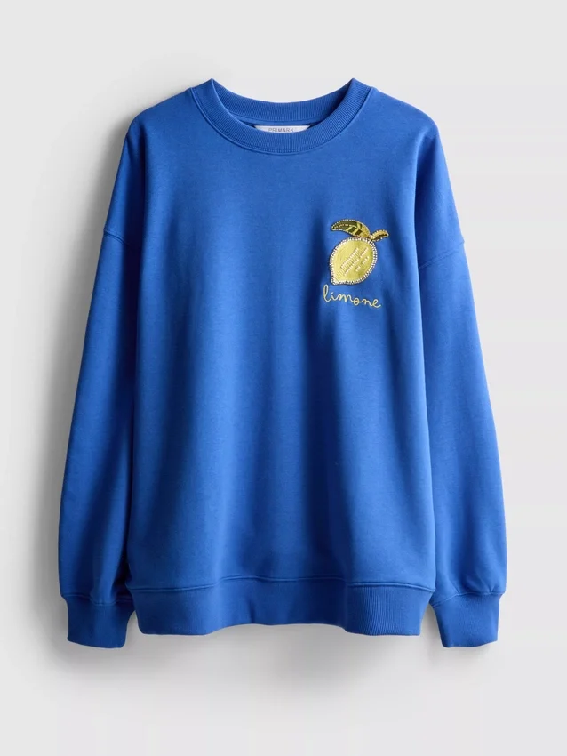 Cotton-rich relaxed lemon sweatshirt