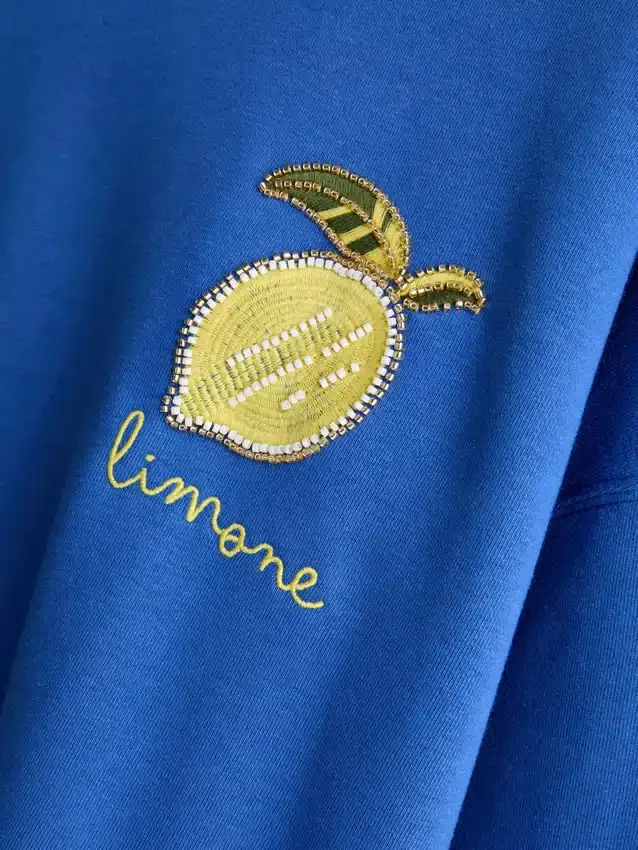 Cotton-rich relaxed lemon sweatshirt