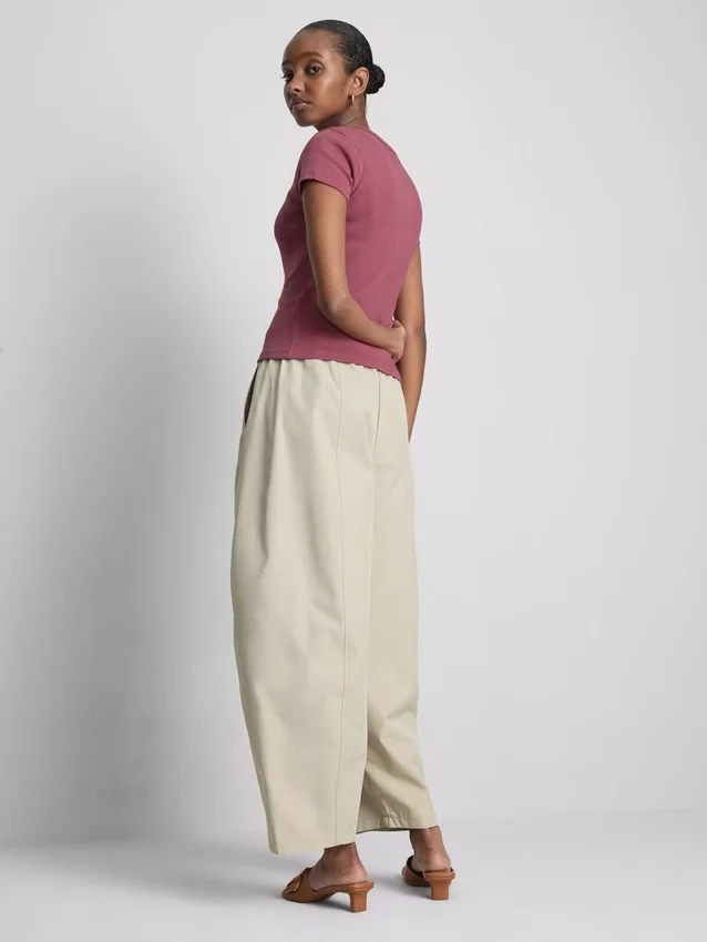 Cotton-rich ribbed button-through top